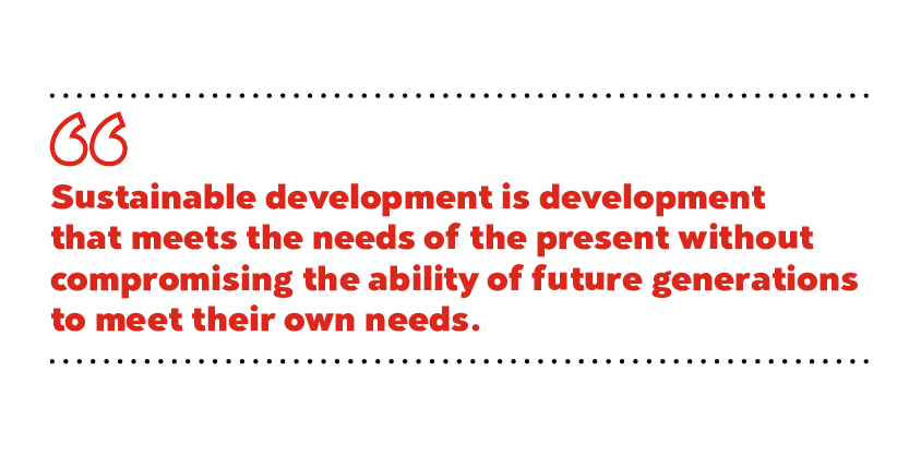 Sustainable development is development that meets the needs of the present

without compromising the ability of future generations to meet their own needs